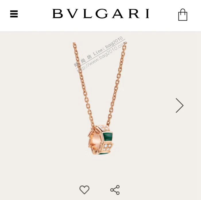Bvlgari飾品 寶格麗蛇骨項鏈 天然白綠瑪瑙項鏈  zgbq3357